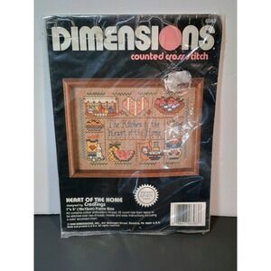 Vtg Dimensions Heart of the Home Counted Cross Stitch Kit 6583 Cottagecore 90s